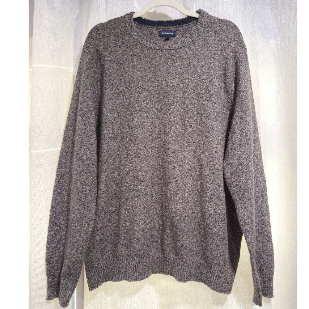 Croft & Barrow Mens‎ XL Brown Marled Crew Neck Cotton Blend Pullover Sweater